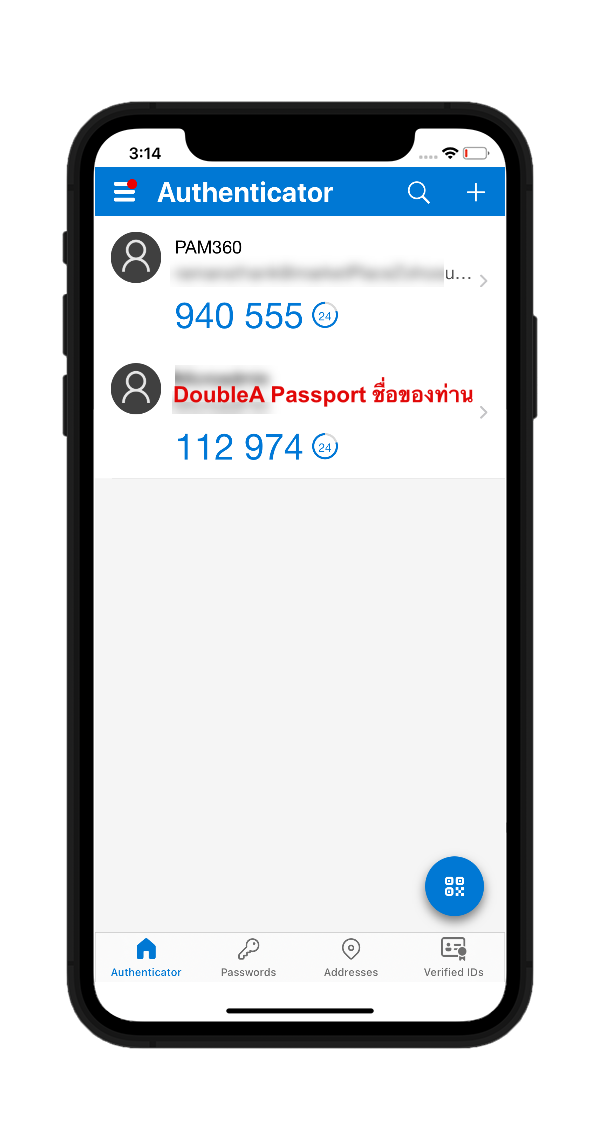 Microsoft Authenticator 6-digit code example